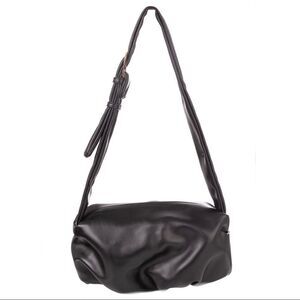 Vegan Leather Upside Down Shoulder Bag, Black